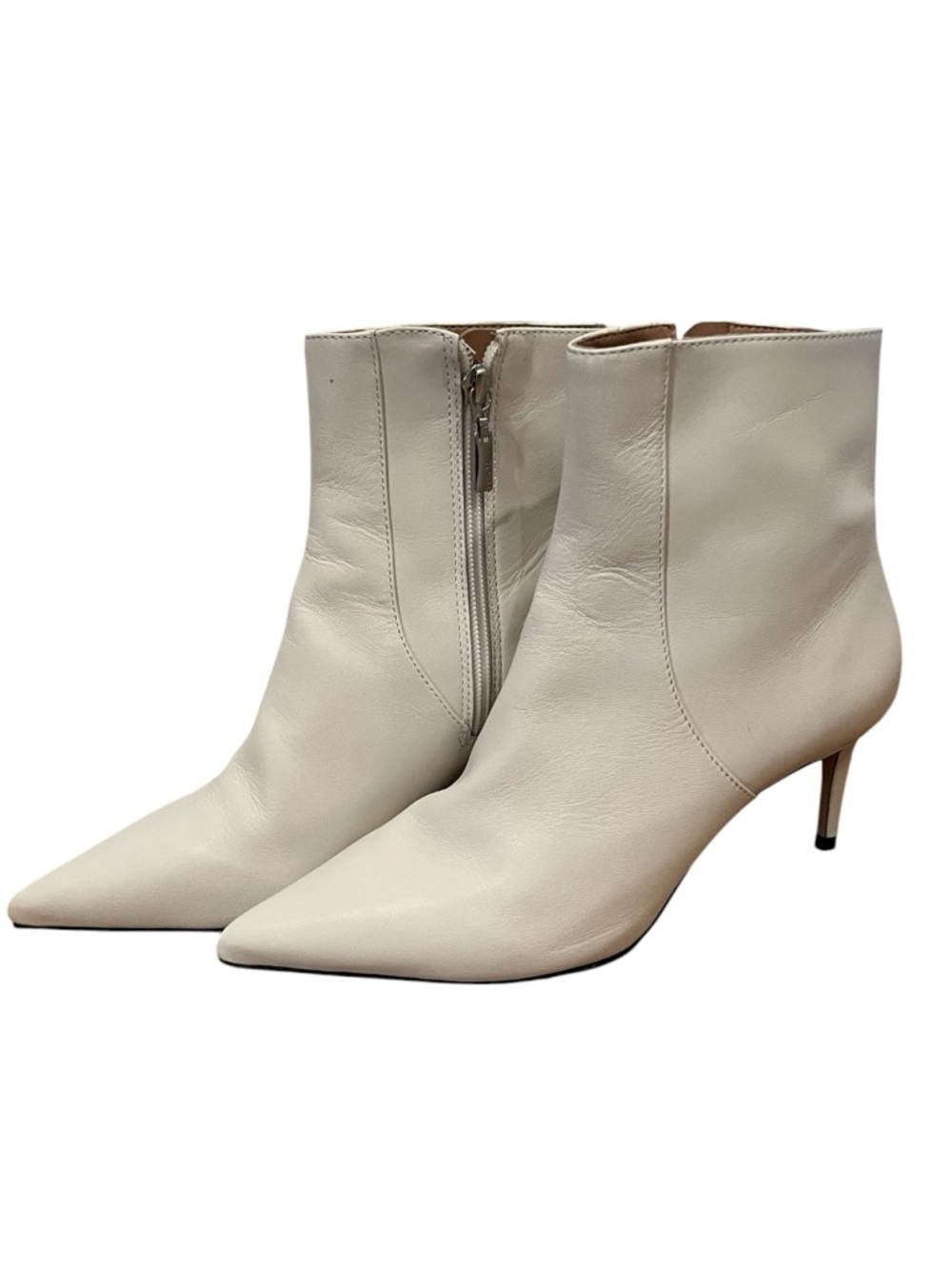 SCHUTZ Ivory Pointed-Toe Leather Ankle Booties made in Brazil size 7.5